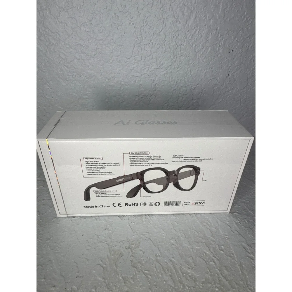 AiMBS1 AI Smart Glasses Unisex OS Black New Smart Eyewear Bluetooth Camera Audio